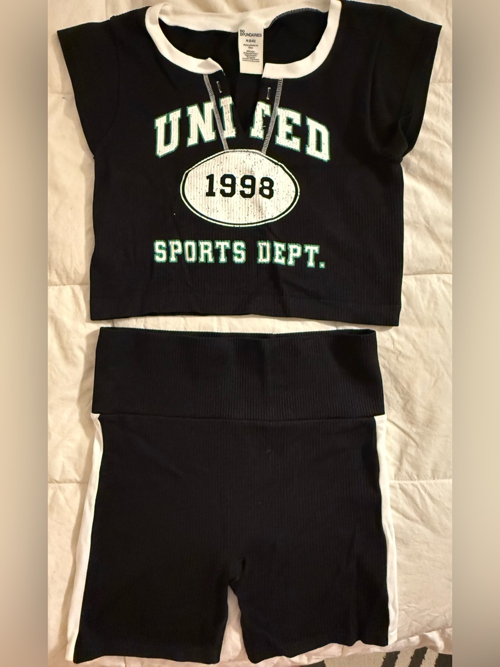 No Boundaries Crop Top & Bike Shorts Set M